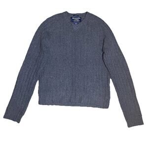 Abercrombie Fitch Wool Blend Muscle Sweater Ribbed Gray Mens Medium Lambswool